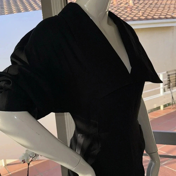 Vintage tuxedo style black dress size 42 or about a us 6 wool - Picture 12 of 16